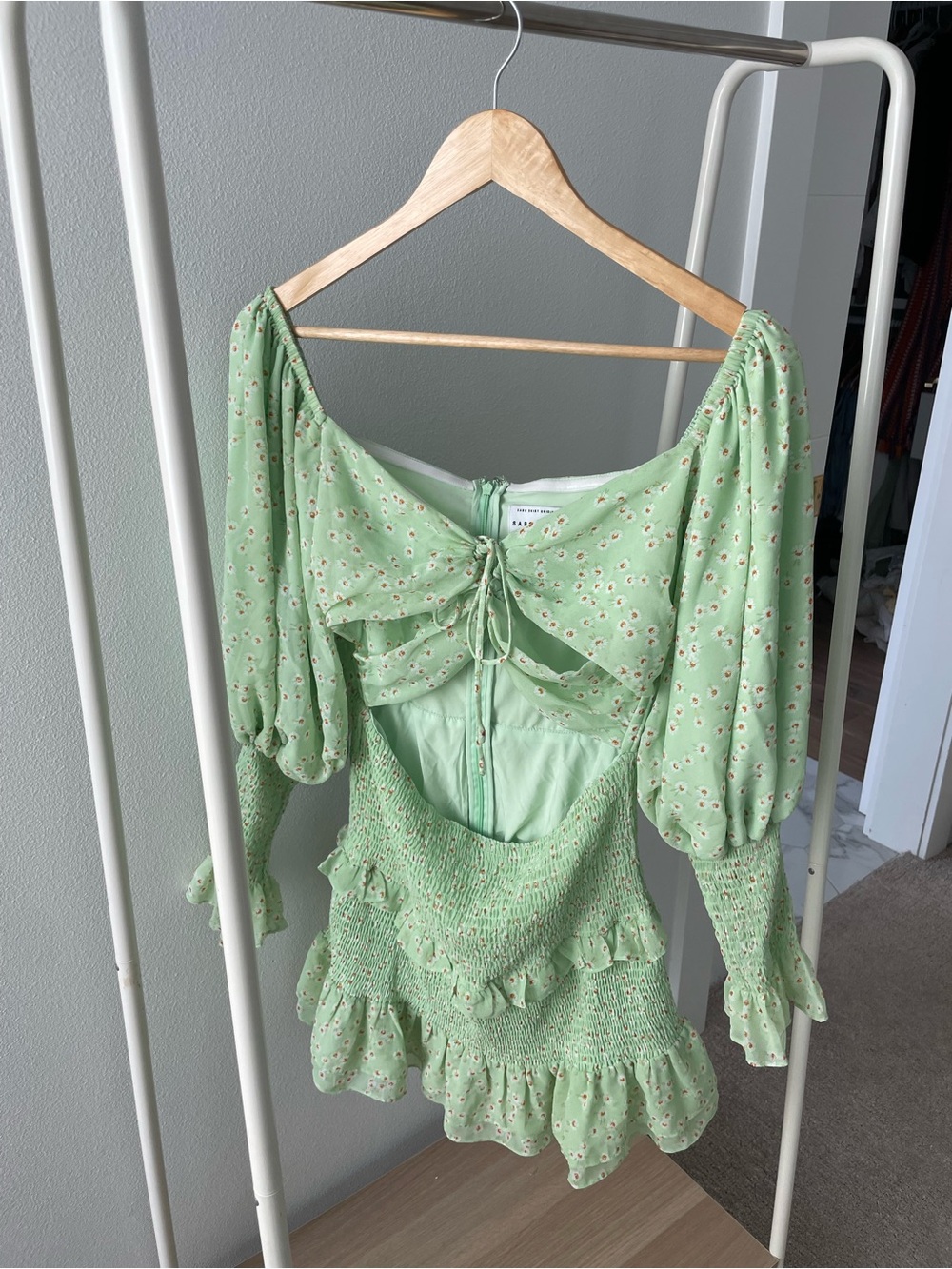 Sabo Skirt Mint Green Floral Tie-Front Mini Dress